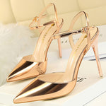 BIGTREE Shoes Fashion Sandals Women 2023 Patent Leather High Heels Women Sandals Summer Heeled Sandals Pointed Toe Women Pumps