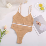 FINETOO Seamless Tanks Tops Panties Set Female Underwear Wireless Bra Crop Top Women Low-rise Underpants Soft Bralette Lingerie