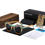 GM Color Bamboo Oval Sunglasses Wood Polarized Sunglasses Men Women Fashion Glasses UV400 Protection Eyewear Wooden Square Box