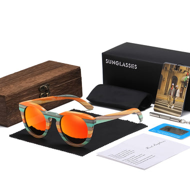 GM Color Bamboo Oval Sunglasses Wood Polarized Sunglasses Men Women Fashion Glasses UV400 Protection Eyewear Wooden Square Box