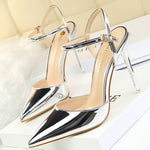 BIGTREE Shoes Fashion Sandals Women 2023 Patent Leather High Heels Women Sandals Summer Heeled Sandals Pointed Toe Women Pumps