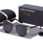 BARCUR Luxury Polarized Sunglasses Women Round Sun Glassess Ladies Lunette De Soleil Femme