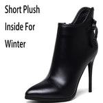 Winter Short Plush Thick Warm Pointed Toe  Women Boots Butterfly-Knot High Top Thin Heel Zipper Real Leather Boots ZY170911
