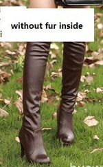 Spring Autumn Stovepipe Over-the-Knee Boots Women New Waterproof Thin High Heels Platform Long Boots Plus Size 40 41 42 43