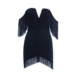 CIEMIILI 2022 Women Fashion Tassel Bandage Dress Sexy V Neck Off Shoulder Bodycon Nightclub Celebrity Female Party Mini Dresses