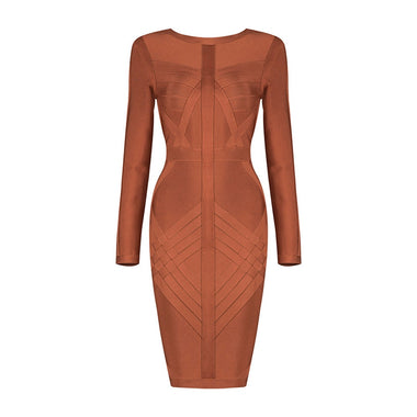 CIEMIILI New Summer Women Bandage Mini Dress Sexy Full Sleeve O Neck Back Zip Bodycon Celebrity Club Party Dress Vestidos