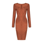 CIEMIILI New Summer Women Bandage Mini Dress Sexy Full Sleeve O Neck Back Zip Bodycon Celebrity Club Party Dress Vestidos