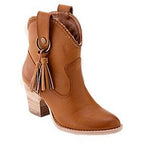Thick High Heel Tassel Buckle Pointed Toe Women Winter Ankle Boots Lady Fashion Sexy Fringe Short Boots Plus Size 34-43 SXQ0916
