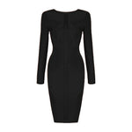 CIEMIILI New Summer Women Bandage Mini Dress Sexy Full Sleeve O Neck Back Zip Bodycon Celebrity Club Party Dress Vestidos