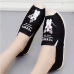 Spring Summer Autumn New Slip On Shallow Antiskid Flat Canvas Women Fisherman Shoes Comfortable Breathable Printing Flats 1003