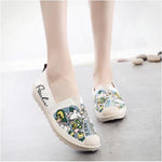 Spring Summer Autumn New Slip On Shallow Antiskid Flat Canvas Women Fisherman Shoes Comfortable Breathable Printing Flats 1003