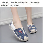 Spring Summer Autumn New Slip On Shallow Antiskid Flat Canvas Women Fisherman Shoes Comfortable Breathable Printing Flats 1003
