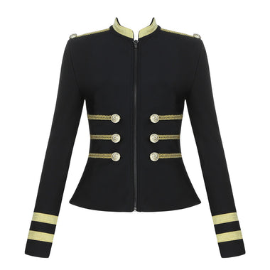 Gilded Billie Jean O-Neck Bandage Blazer