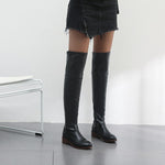 Thigh High Boots Winter Women Over The Knee Boots Comfort Leather Ladies Long Loose Boots Woman Shoes Black Brown Boots MAZIAO