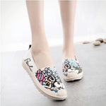 Spring Summer Autumn New Slip On Shallow Antiskid Flat Canvas Women Fisherman Shoes Comfortable Breathable Printing Flats 1003