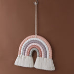 OOTDTY 5 Lines Macrame Rainbow Hanging Ornament DIY Rope Handmade Woven Wall Decor Baby Girls Room Decor Home Nursery Decor