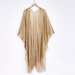 Sexy Fringe Tassel Mesh Sheer Shiny Knitted Tunic Beach Cover Up Cover-ups Beach Dress Beach Wear Beachwear Female Women V3321