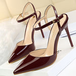 BIGTREE Shoes Fashion Sandals Women 2023 Patent Leather High Heels Women Sandals Summer Heeled Sandals Pointed Toe Women Pumps