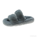 Winter Women House Furry Slippers Fashion Faux Fur Warm Shoes Slip On Flats Female Home Slides Black Plush Indoor Ytmtloy