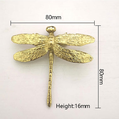 Vintage Animal Shape Furniture Handles Retro Brass Dragonfly Drawer Pull Knobs Gold Color Dresser Cabinets Handles Hardware
