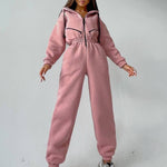 Fashion Elegant Hoodies Jumpsuit Women Casual Overalls Romper Fall Winter Solid Hooded Jumpsuits Sportwear Rompers Tracksuits