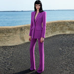 HIGH STREET Newest 2023 Runway Designer Suit Set Women's Single Button Blazer Flare Pants Suit
