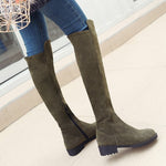 Square Med Heel Women Over The Knee BootsWomen Autumn/Winter Shoes Sexy Ladies Party Boots Long Snow Boots Plus Size 33-46MAZIAO