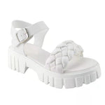 Elegant Women Leather Sandals New Summer Diamond Lattice Sandals Casual  Flat Bottom Platform Sandals Women Sandals Women