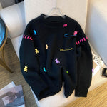 Stylish Korean Kawaii Sweater Women Autumn Winter Long Sleeve O-neck Loose Tops Pullover Casual Fashion Ladies Chic Jumper 2022