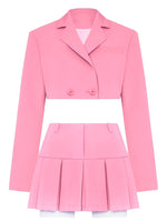 Taruxy Casual Two Piece Sets Women's Fall Outfits 2022 New Black Matching Sets With Skirt And Blazer Cropped Top Suit For Women