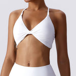 NCLAGEN Yoga Sports Bra Women's Halter Crop Tops Push-up Medium Support Crossover Tight-fitting Exercise Running Fitness Bikini
