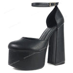 RIBETRINI Platform Chunky Heeled Ankle Strap Pumps Shoes Woman Spring Summer 2022 Heel Women Shoe Fashion Sexy Sandal Brand New