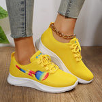 Rimocy Fashion Print Women's Sneakers 2023 Lace-Up Breathable Mesh Casual Shoes Woman Soft Bottom Non-Slip Ladies Sport Shoes