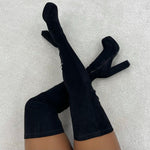 Women Thigh High Boots Double Platform Block High Heels Over The Knee Boots Zip Sexy Long Shoes Boots For Woman