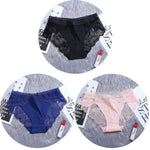 3Pcs/Lot Lace Women's Panties Sets Ice Silk Seamless Underwear Female Transparent  Briefs Mid-Rise Lady Panty Woman Lingerie