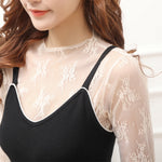 Female Leisure Women Mesh Top Long Sleeve See Through Lace T-shirts Sexy Transparent Fishnet Tops Clubwear Tee Shirts