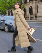 Winter Hooded Long Parkas Women Down Cotton Snow Wear Overcoat Thicken Warm Side Split Jackets New Loose Cotton Padded Chaqueta
