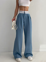 2023 New Spring Summer Women's Casual Straight Classic Green Black Rose Red High Waist Pants Korean Wide Leg Trousers For Women