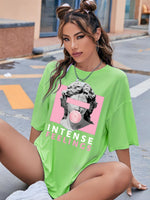 INTENSE FEELINGS Street Hip Hop Female T-Shirts Loose Oversize Short Sleeve 100% Cotton Soft Tops Summer Breathable Tee Clothing