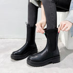 TUINANLE Chelsea Boots Chunky Boots Women Winter Shoes PU Leather Plush Ankle Boots Black Female Autumn Fashion Platform Booties