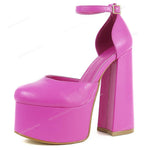 RIBETRINI Platform Chunky Heeled Ankle Strap Pumps Shoes Woman Spring Summer 2022 Heel Women Shoe Fashion Sexy Sandal Brand New