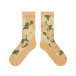 Japanese Kawaii Crystal Silk Socks Ultra-thin Transparent Summer Women Elastic Long Socks Harajuku Flower Glass Silk Lace Socks
