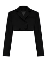 Taruxy Casual Two Piece Sets Women's Fall Outfits 2022 New Black Matching Sets With Skirt And Blazer Cropped Top Suit For Women