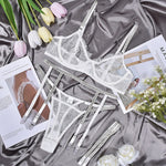 MIRABELLE Rhinestone Lingerie Sexy Transparent Outfit Lace Underwear Bra And Panty Set Naked Women Uncensored Fancy Intimate