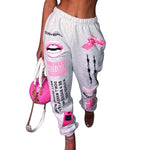 Women Fashion Elastic Waist Sports Casual Harem Pants Femme Joggers Trouser Printed Sweatpants