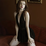 Womens Sleepwear Low Back Nightwear Summer V-Neck Sexy Nightdress Casual Nightgown Comfortable Lace Solid Color