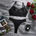 Yimunancy Mesh Bra Set Women Camisole + Brief Underwear Set Sexy Erotic Set Everyday