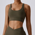 NCLAGEN Yoga Vest-type Bra Cross Strap Back Pilates Padded Running Crop Tank Top Women Push Up Gym Clothes Quick-drying Fitness