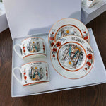 New Arrival Top Grade Bone Porcelain Coffee Cups Vintage Ceramic Cups On-glazed Advanced Tea Cups And Saucers Sets Luxury Gifts