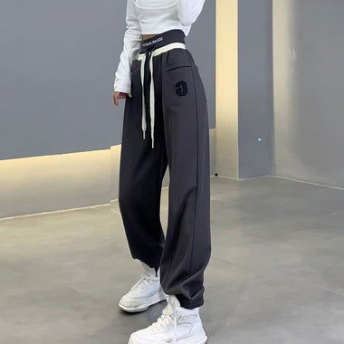 Spring Autumn High Waist Loose Casual Letter Embroidery Lantern Sweatpants Women Comfortable Bandage All-match Pants Trousers